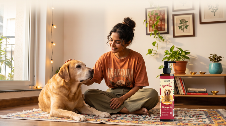 Salmon oil for senior dogs: skin, coat and mobility support