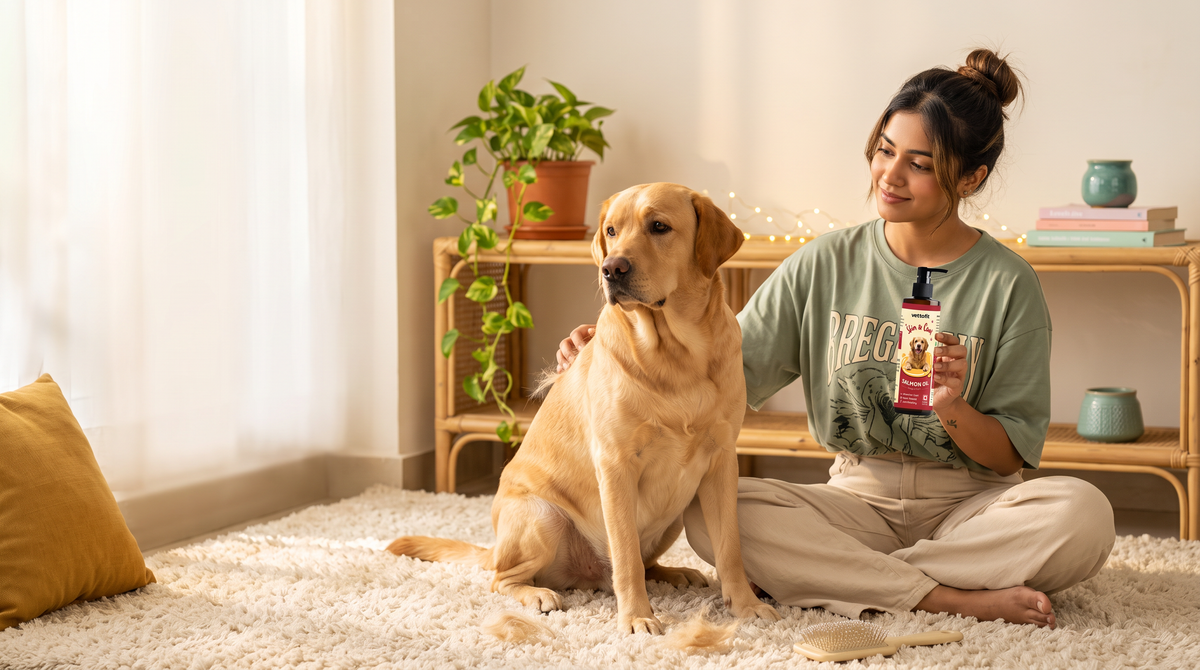 Labrador skin and coat care: nutrition for heavy shedders