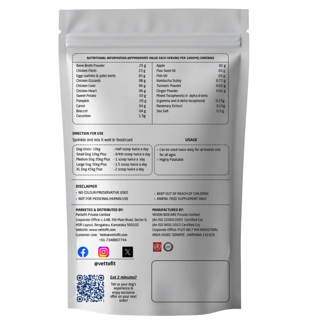 Vettofit Nutri-Topper Pack of 2 (100 g x 2) | Daily Nutrition Topper for Dogs | Helps Picky Eaters Eat Better | Skin & Coat, Gut, Joint, Heart & Immunity Support