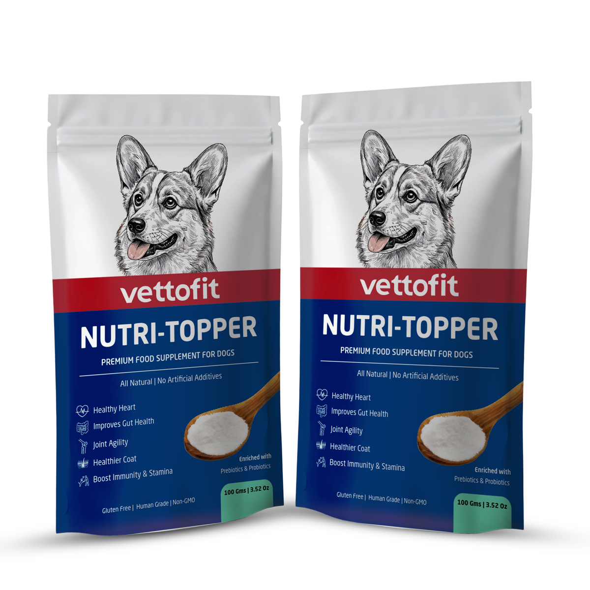 Vettofit Nutri-Topper Pack of 2 (100 g x 2) | Daily Nutrition Topper for Dogs | Helps Picky Eaters Eat Better | Skin & Coat, Gut, Joint, Heart & Immunity Support