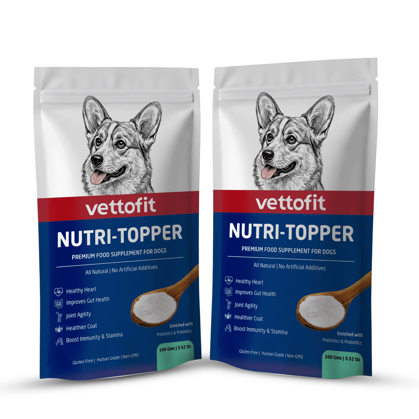 Vettofit Nutri-Topper Pack of 2 (100 g x 2) | Daily Nutrition Topper for Dogs | Helps Picky Eaters Eat Better | Skin & Coat, Gut, Joint, Heart & Immunity Support - VETTOFIT