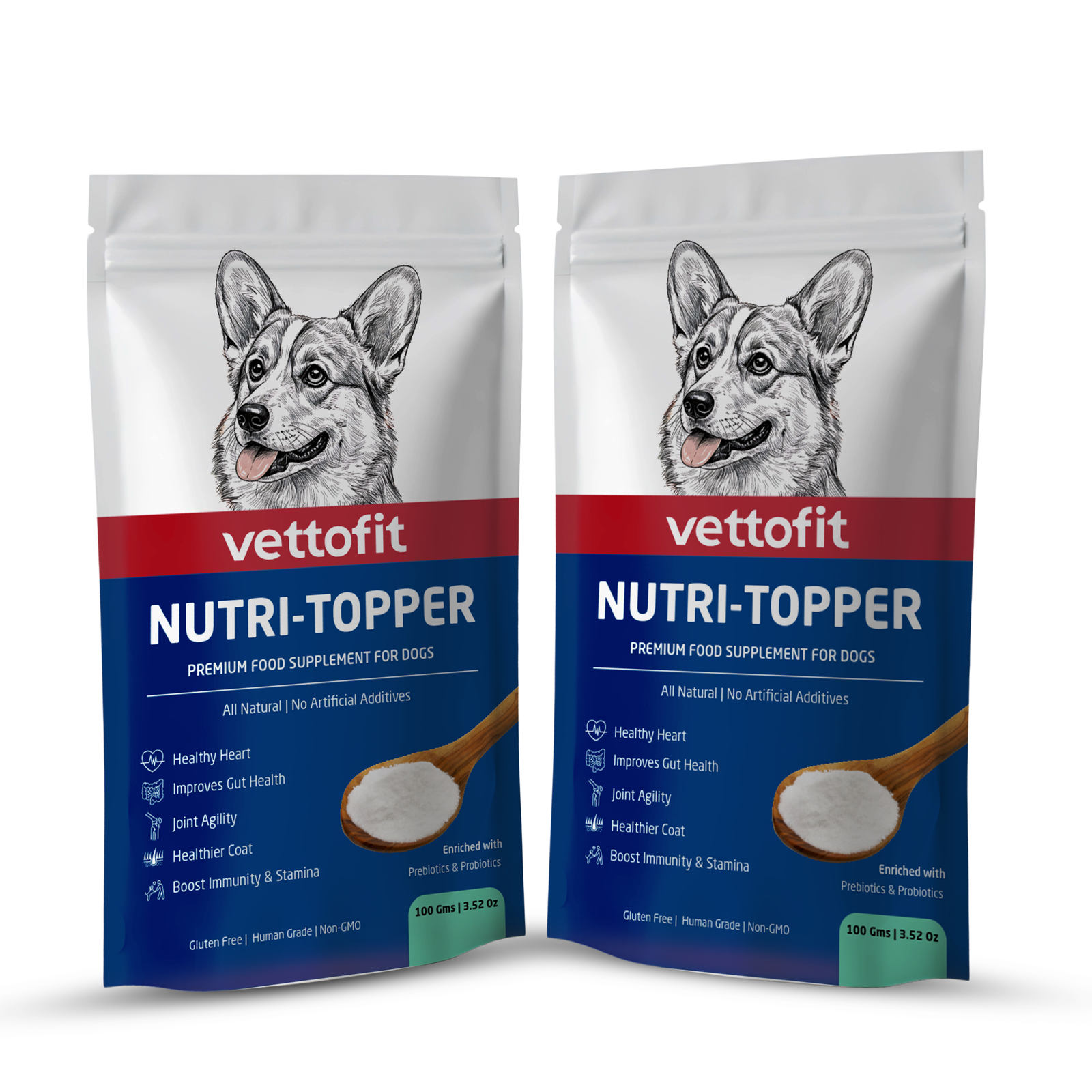 Vettofit Nutri-Topper Pack of 2 (100 g x 2) | Daily Nutrition Topper for Dogs | Helps Picky Eaters Eat Better | Skin & Coat, Gut, Joint, Heart & Immunity Support